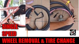 Single speed bike tire change - wheel removal 16" tube replacement